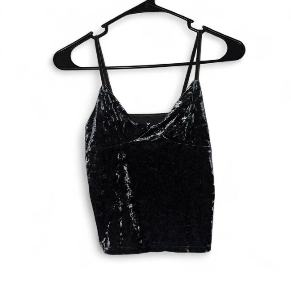 Women's AEO XS Gray Velvet Camisole Tank Top Spaghetti Strap Crop